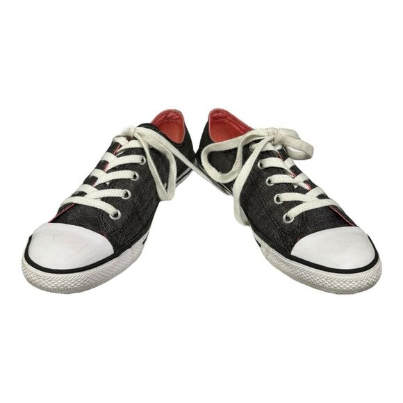 Converse All Star Women's Heathered Black Grey Canvas Lace Sneakers 7 - Picture 3 of 6